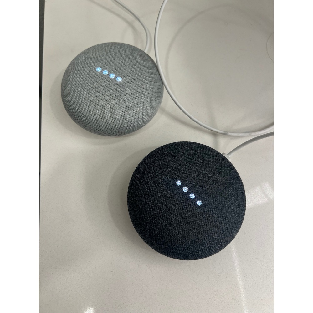 Google Home Mini Smart Speaker Bundle Charcoal Chalk H0A Set of 2 OS